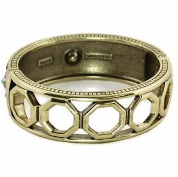 Heidi Daus Amethyst & Aquamarine Lavish Layers Crystal Art Deco Wide Bangle - Picture 2 of 7